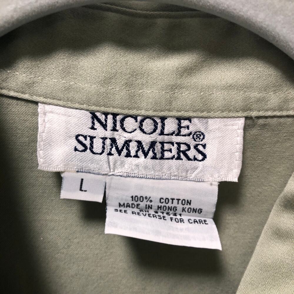 Nicole Summers, Button Down, Long Sleeve Top, Green womens L - Picture 3 of 7